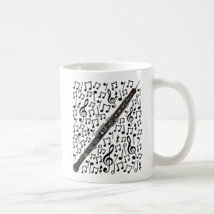 Caneca De Café Oboe Com Notas Musicais, Oboista Musical De Woodwi