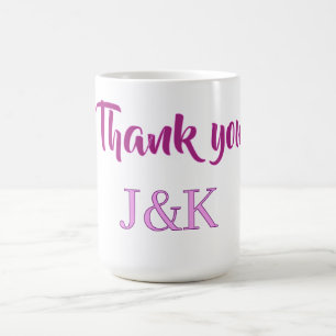 Caneca De Café Obrigado adicione letra inicial do nome do casal R