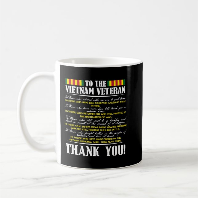 Caneca De Café Obrigado Aos Veteranos Vietnamitas Guerreiros Brav (Esquerda)