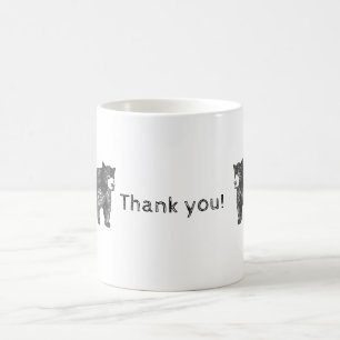Caneca De Café Obrigado Apreciação Do Urso Negro Artístico
