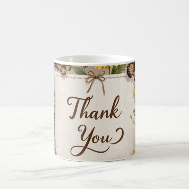 Caneca De Café Obrigado As flores silvestres desenhadas à mão, as (Centro)