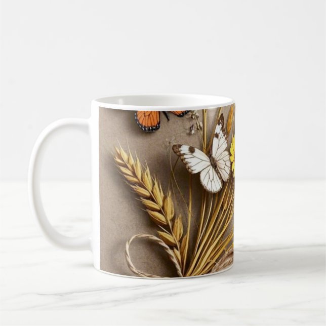 Caneca De Café Obrigado As flores silvestres desenhadas à mão, as (Esquerda)