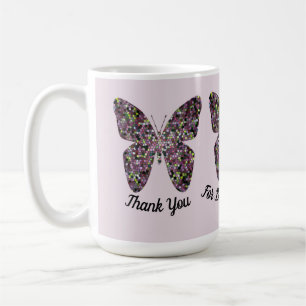 Caneca De Café Obrigado Babysitter Mosaic Butterfly Apreciação