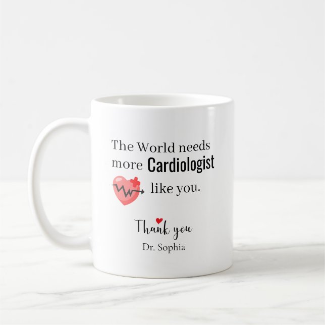 Caneca De Café Obrigado Cardiologista Nome Personalizado (Esquerda)