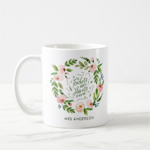 Caneca De Café Obrigado de coroa floral cor-de-rosa, seu presente