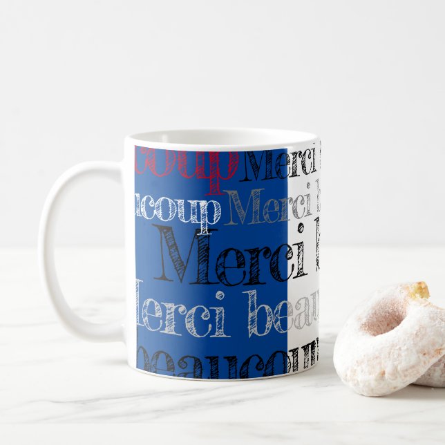 Caneca De Café Obrigado de Merci beaucoup/você tanto francês (Com Donut)