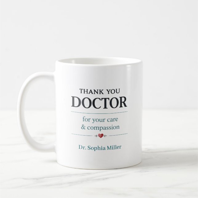 Caneca De Café Obrigado Doutor Cuidados Personalizados e Compaixã (Esquerda)