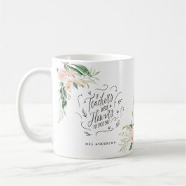 Caneca De Café Obrigado floral cor-de-rosa, presente para o profe
