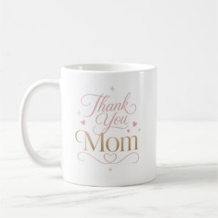 Caneca De Café Obrigado Mãe Elegante Tipografia Rosa Dourado