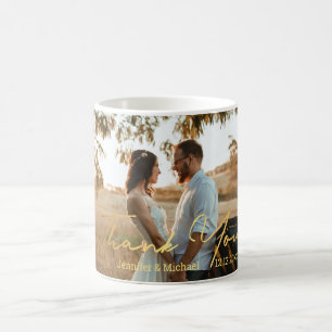 Caneca De Café obrigado, na moda de ouro, foto de casamento 