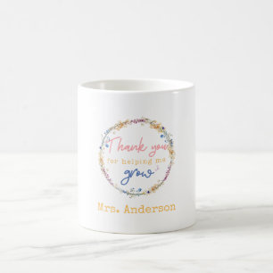 Caneca De Café "OBRIGADO POR AJUDAR" Floral, Presente para Profes