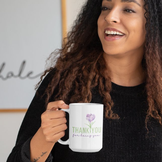Caneca De Café Obrigado Por Me Ajudar A Bloom Mug (Show your gratitude with this watercolor floral, "Thank you for being you" mug! )