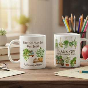 Caneca De Café Obrigado Por Me Ajudar a Crescer Planta de Aquarel