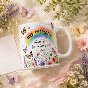 Caneca De Café Obrigado por Me Ajudar a Crescer Professor Arco-Ír