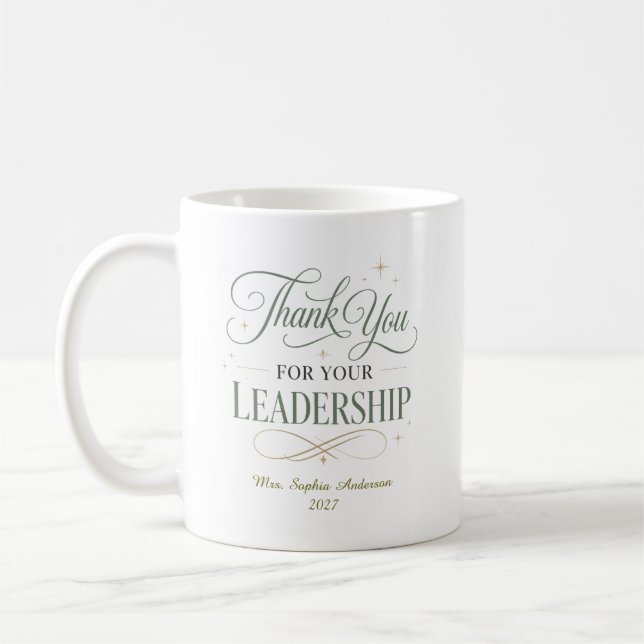 Caneca De Café Obrigado Por Sua Liderança Personalizada  (Esquerda)