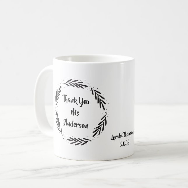 Caneca De Café Obrigado Professor Leaf Wreath Coffee Mug (Frente Esquerda)