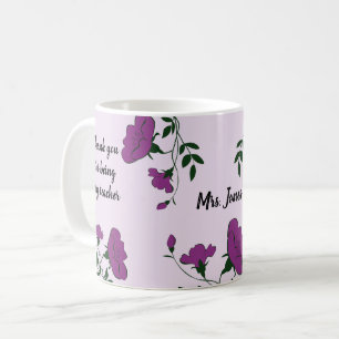 Caneca De Café Obrigado Professor Purple Floral Apreciação