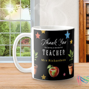 Caneca De Café Obrigado Professor Quadro Negro Maçã Personalizado