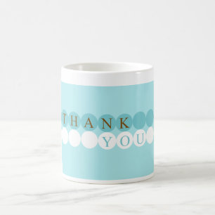 Caneca De Café Obrigado que azul & branco dos círculos você