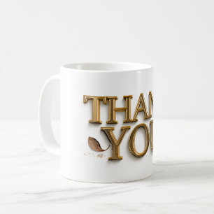 Caneca De Café OBRIGADO, texto dourado,