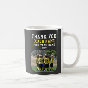 Caneca De Café Obrigado Treinador com Foto do Nome da Equipe