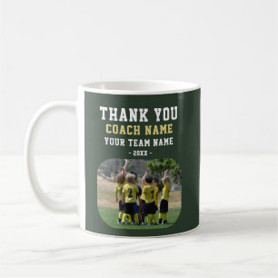 Caneca De Café Obrigado Treinador com Foto do Nome da Equipe