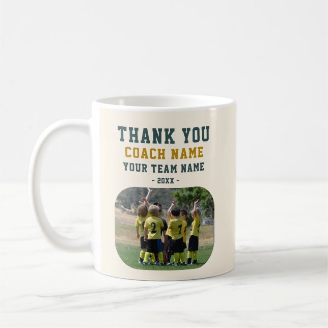 Caneca De Café Obrigado Treinador com Foto do Nome da Equipe (Esquerda)