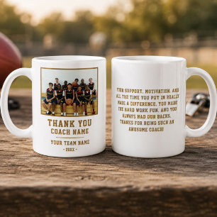 Caneca De Café Obrigado Treinador Nome da Equipe Foto