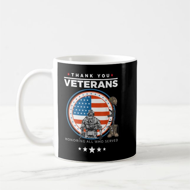 Caneca De Café Obrigado Veteranos Honrando Aqueles Que Serviram P (Esquerda)