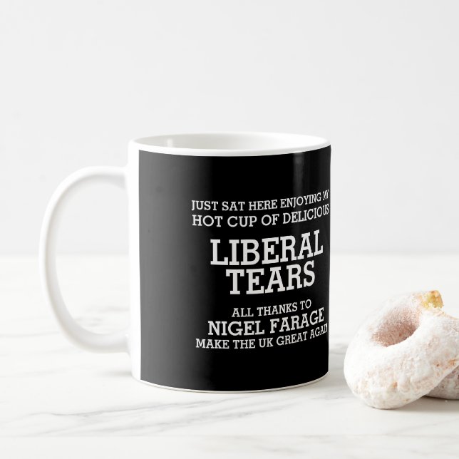 Caneca De Café Obrigados de Lágrimas Liberais a Nigel Farage Brex (Com Donut)