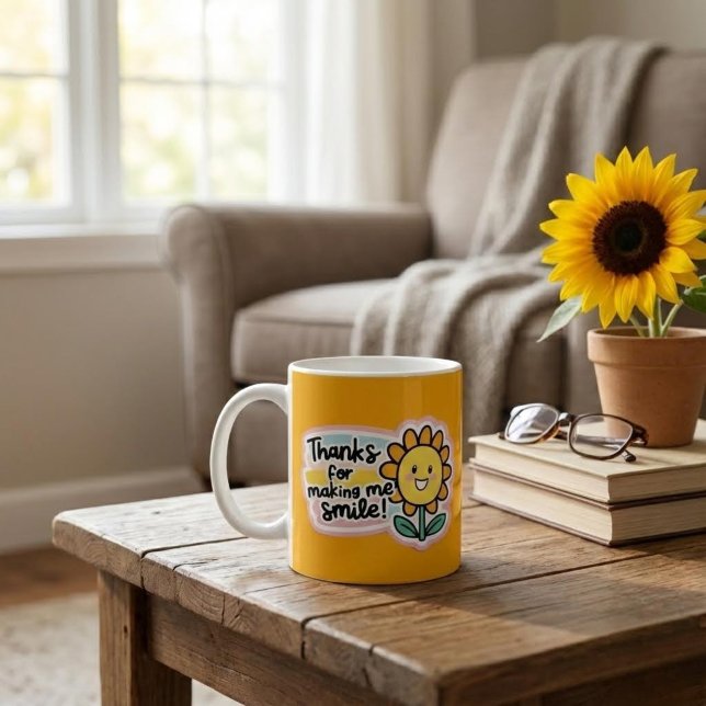 Caneca De Café Obrigados Para O Fazer Me Sorria Mug (Make someone smile with this cute flower mug! )