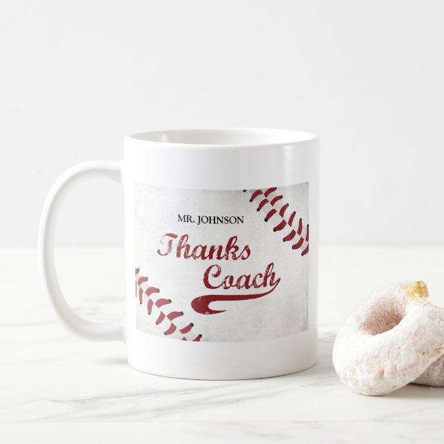 Caneca De Café Obrigados Treinador de Baseball Grande Grunge Base (Com Donut)