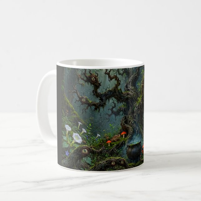 Caneca De Café Observadores no Bosque das Bruxas Caldeirão de Gat (Frente Esquerda)