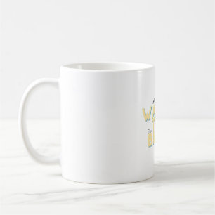 Caneca De Café observe os passarinhos texto amarelo fofo