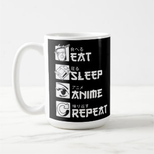 Caneca De Café Obsessão por Anime: Comer, Dormir, Anime, Repetir