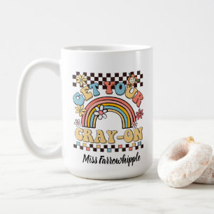 Caneca De Café Obtenha seu presente de professor de arco-íris de