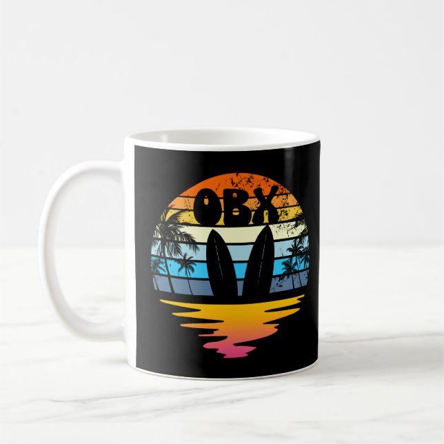 Caneca De Café OBX Outer Banks North Carolina Retro Sunset OBX (Esquerda)