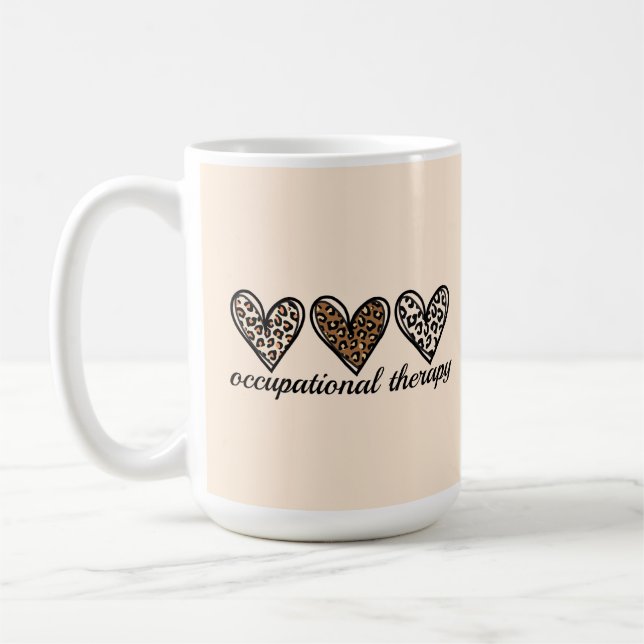 Caneca De Café Occupational Therapy Cheetach Print Heart (Esquerda)