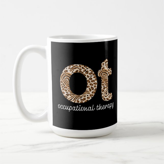 Caneca De Café Occupational Therapy OT Cheetah Print (Esquerda)