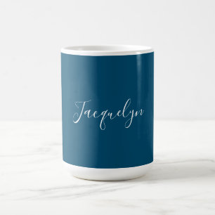 Caneca De Café Ocean Blue Plain Elegant Modern Calliographic Name