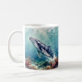 Caneca De Café Oceanic Blue Whale and Coastal Poem