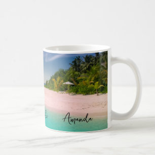 Caneca De Café Oceano Água-marinha Praia Tropical Cênica