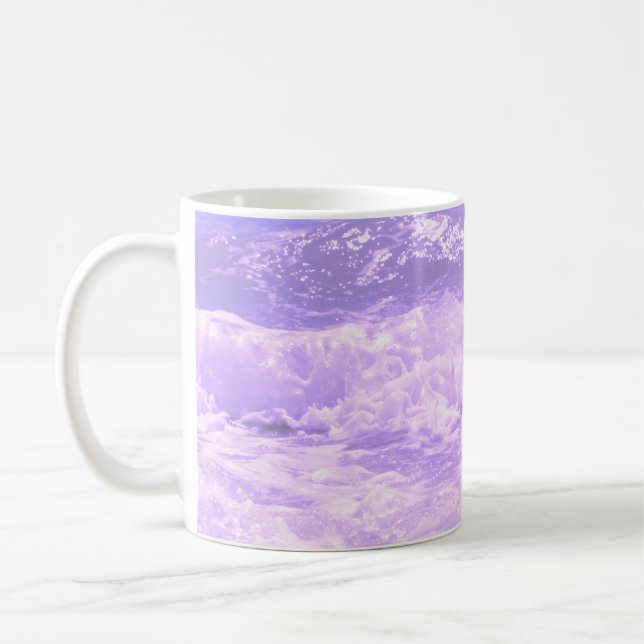 Caneca De Café Oceano Mar Praia Ondas Roxas Água (Esquerda)
