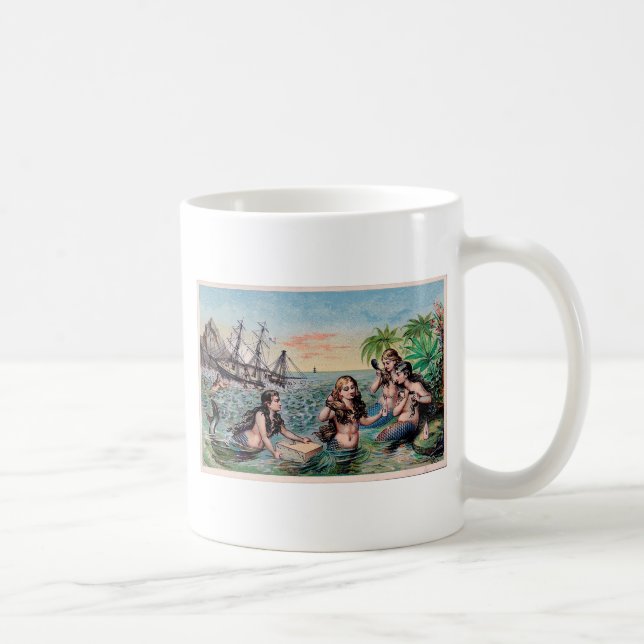 Caneca De Café Oceano Náutico Mágico Sereia (Direita)