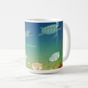 Caneca De Café Oceano, tartarugas marinhas, conchas, pérolas e c