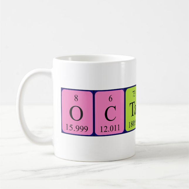 Caneca De Café Octavio com nome de mesa periódica (Esquerda)