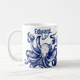 Caneca De Café Octopus azul