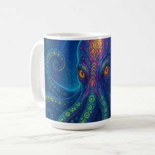 Caneca De Café Octopus Azul Trippy