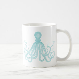 Caneca De Café Octopus Marítimo Da Vintagem Náutica
