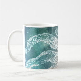 Caneca De Café Octopus Mug Teal Blue Watercolor Arte Vintage
